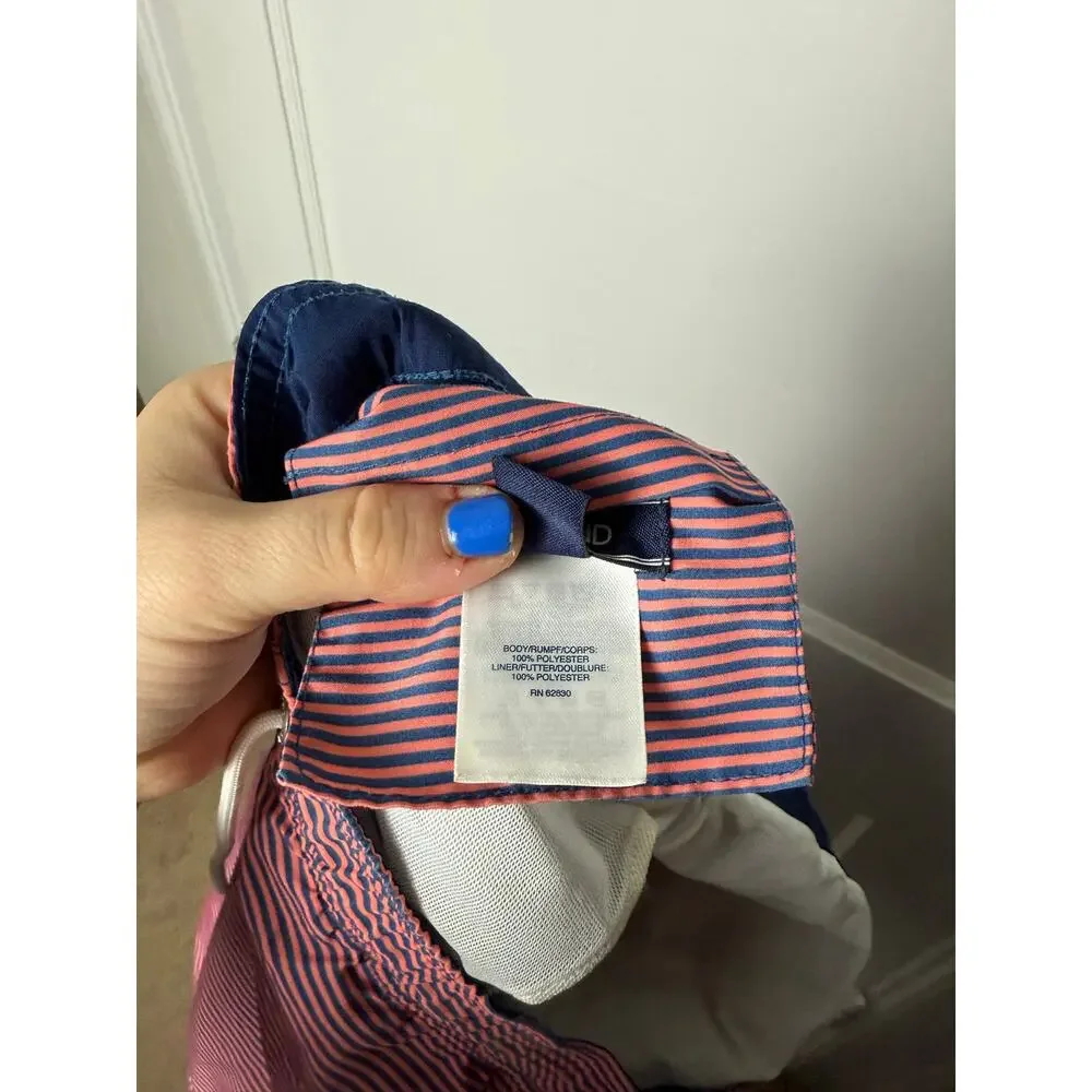 Lands' End Swim Trunks Shorts Men's Large Pink Blue Vacation Summer Resort